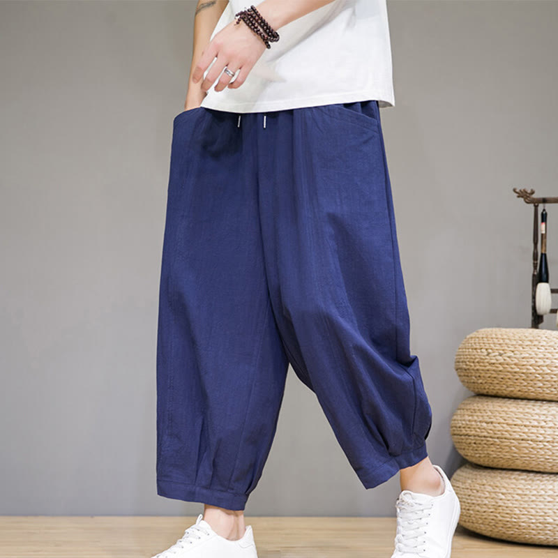 Breathable Cotton Cropped Meditation Harem Pants