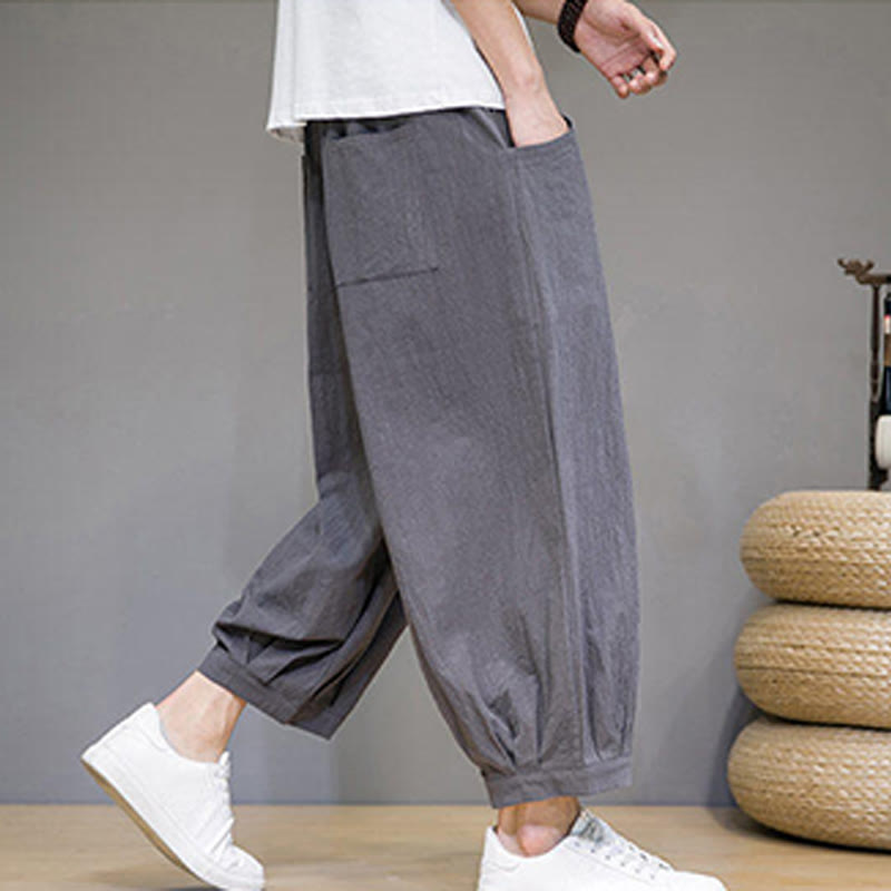 Breathable Cotton Cropped Meditation Harem Pants