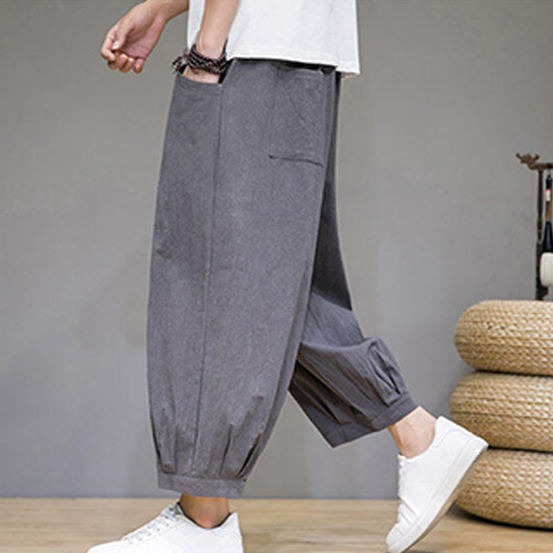 Breathable Cotton Cropped Meditation Harem Pants