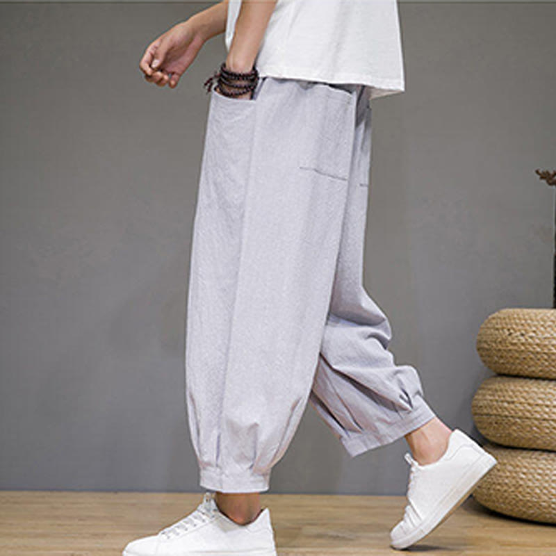 Breathable Cotton Cropped Meditation Harem Pants
