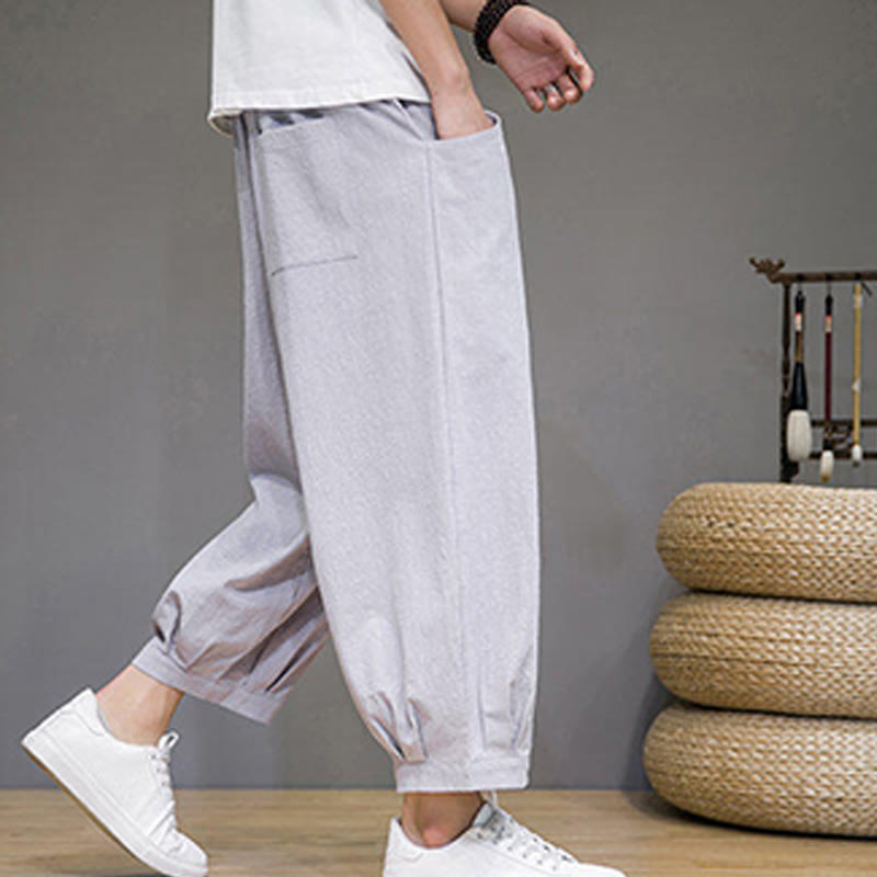 Breathable Cotton Cropped Meditation Harem Pants