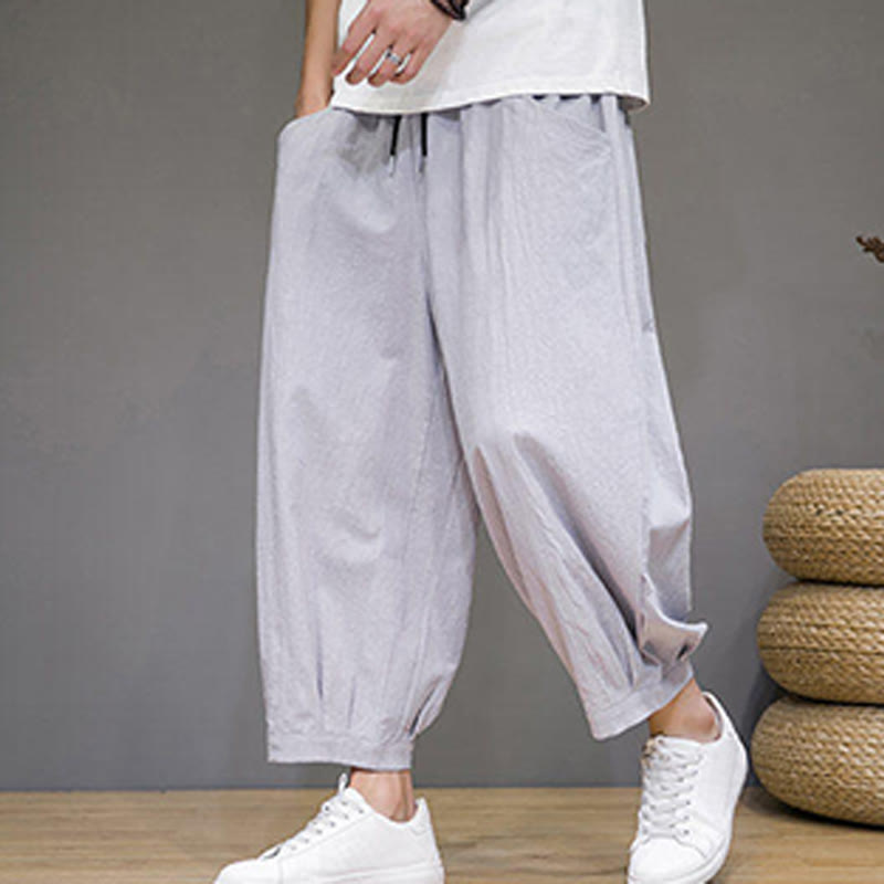 Breathable Cotton Cropped Meditation Harem Pants