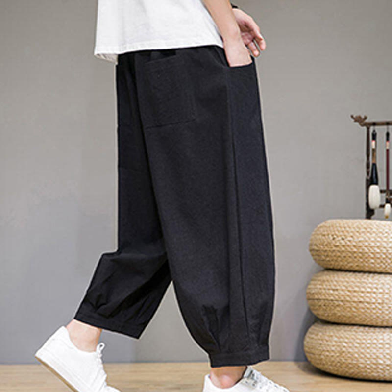 Breathable Cotton Cropped Meditation Harem Pants