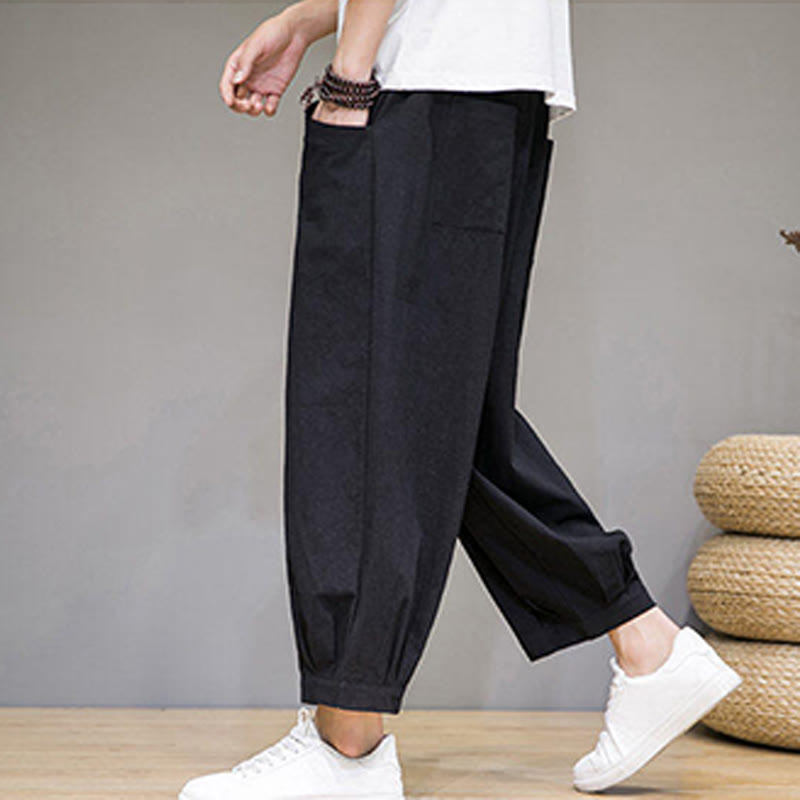 Breathable Cotton Cropped Meditation Harem Pants