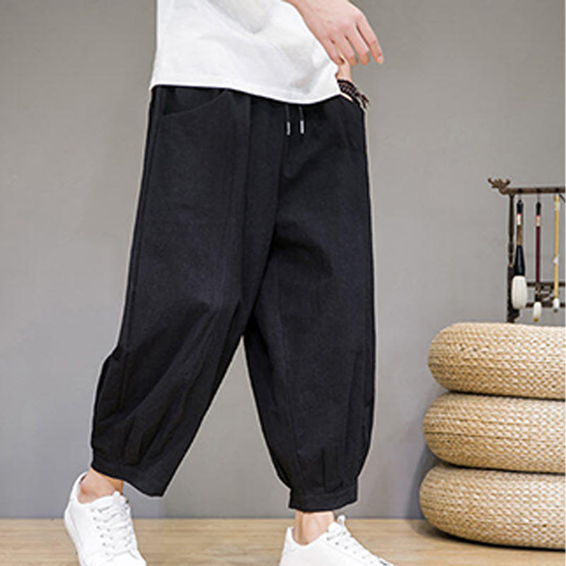 Breathable Cotton Cropped Meditation Harem Pants