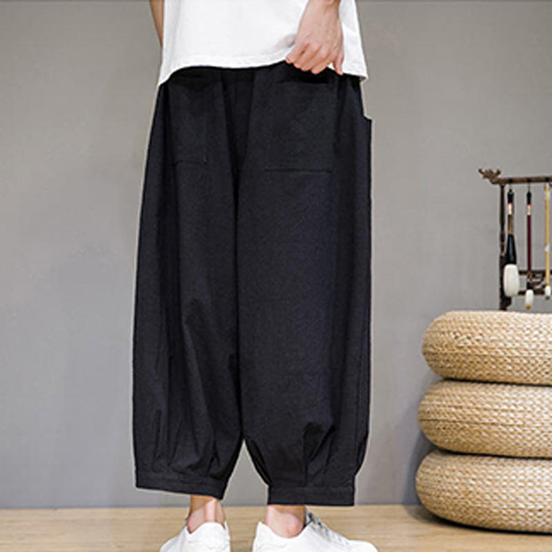 Breathable Cotton Cropped Meditation Harem Pants