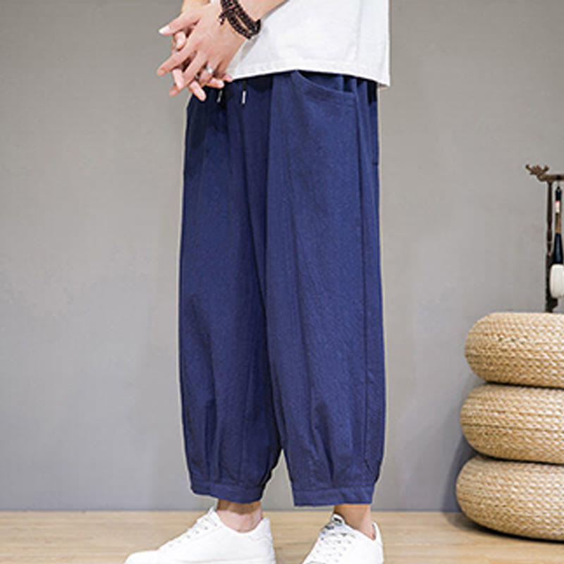 Breathable Cotton Cropped Meditation Harem Pants