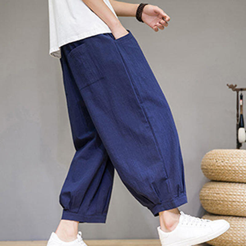Breathable Cotton Cropped Meditation Harem Pants