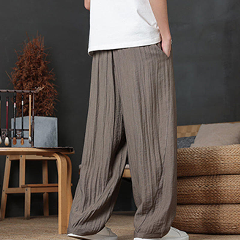 Casual Plain Color Drawstring Design Men's Pants With Pockets