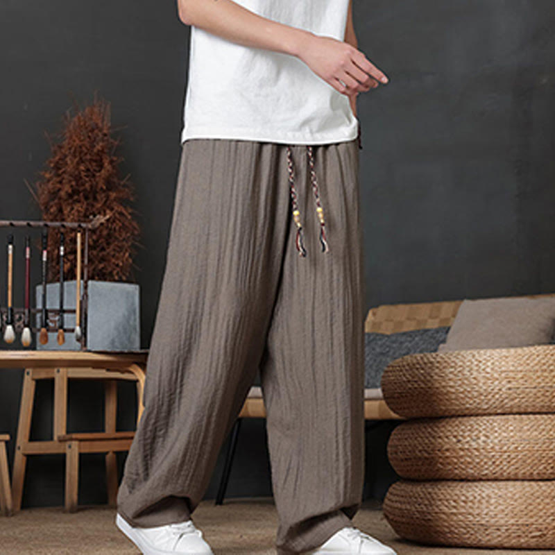 Casual Plain Color Drawstring Design Men's Pants With Pockets