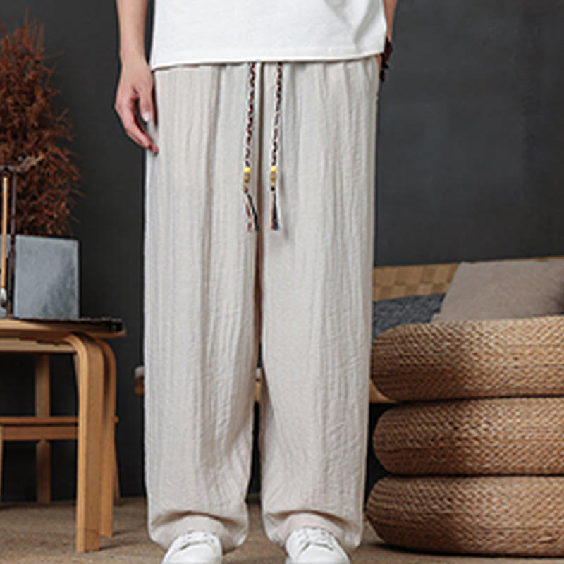 Casual Plain Color Drawstring Design Men's Pants With Pockets