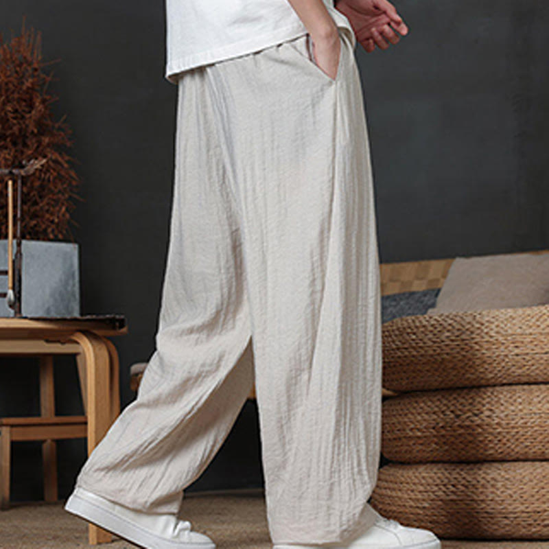 Casual Plain Color Drawstring Design Men's Pants With Pockets