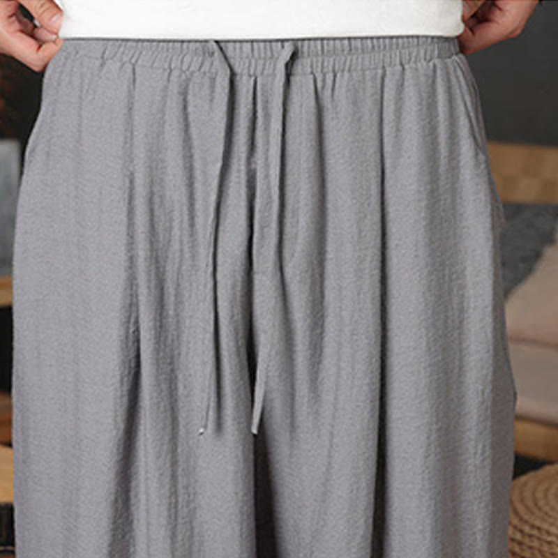 Casual Plain Color Drawstring Design Men's Pants With Pockets