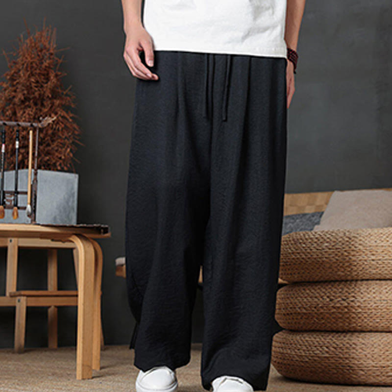 Casual Plain Color Drawstring Design Men's Pants With Pockets