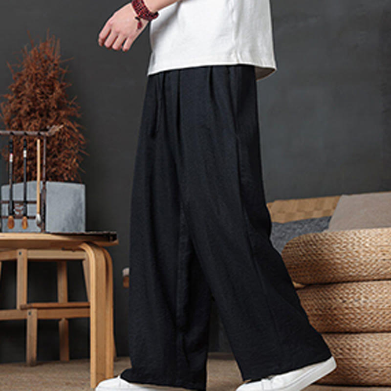 Casual Plain Color Drawstring Design Men's Pants With Pockets