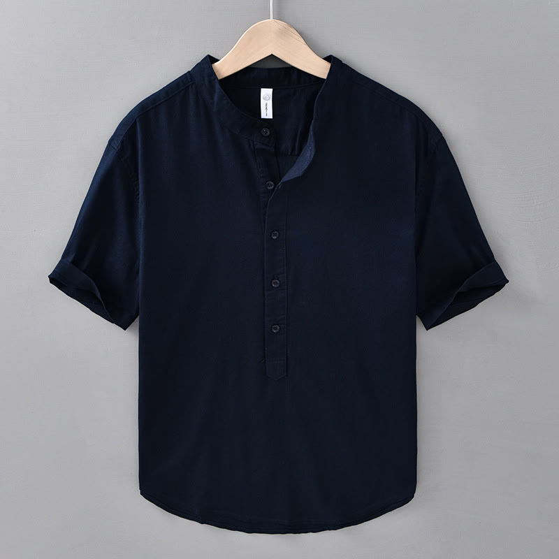 Breathable Cotton Linen Stand Collar Mindful Meditation Shirt