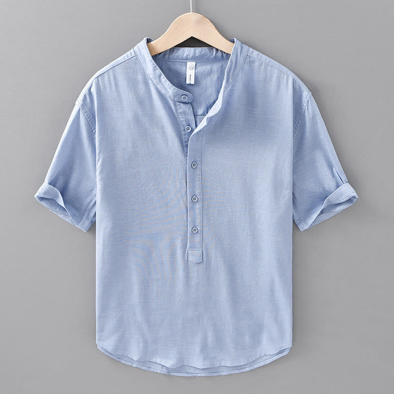 Breathable Cotton Linen Stand Collar Mindful Meditation Shirt