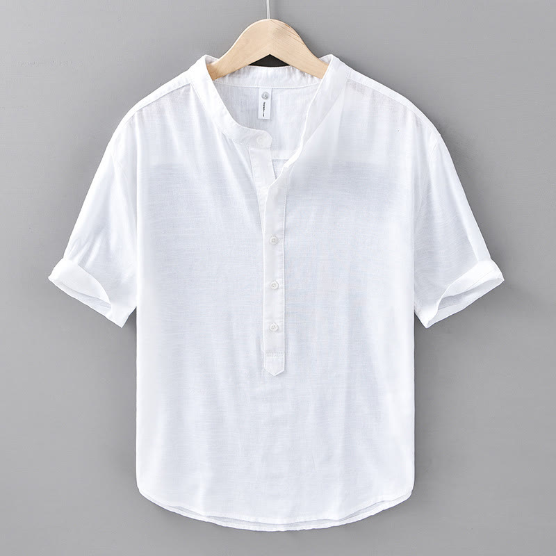 Breathable Cotton Linen Stand Collar Mindful Meditation Shirt