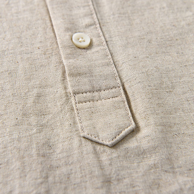 Breathable Cotton Linen Stand Collar Mindful Meditation Shirt