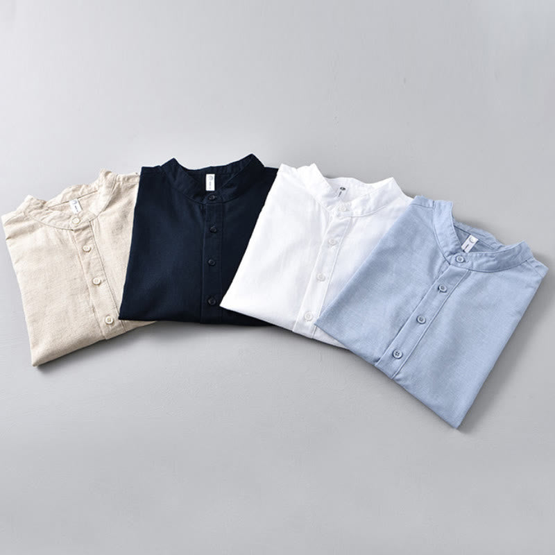 Breathable Cotton Linen Stand Collar Mindful Meditation Shirt
