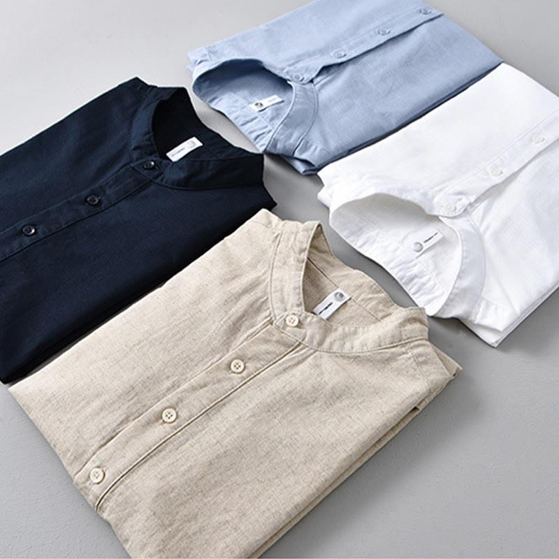 Breathable Cotton Linen Stand Collar Mindful Meditation Shirt