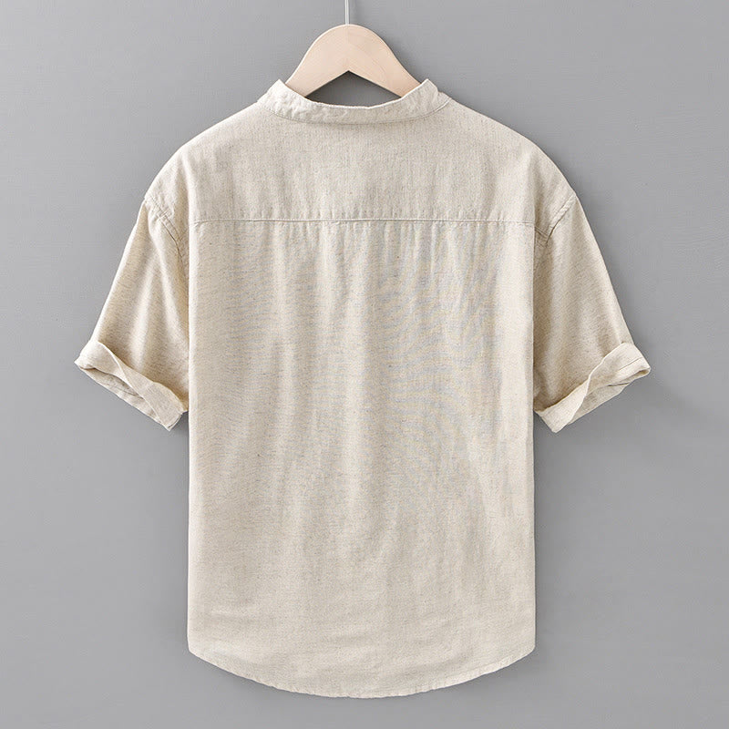 Breathable Cotton Linen Stand Collar Mindful Meditation Shirt