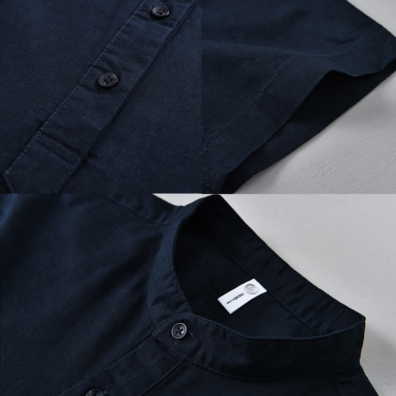 Breathable Cotton Linen Stand Collar Mindful Meditation Shirt