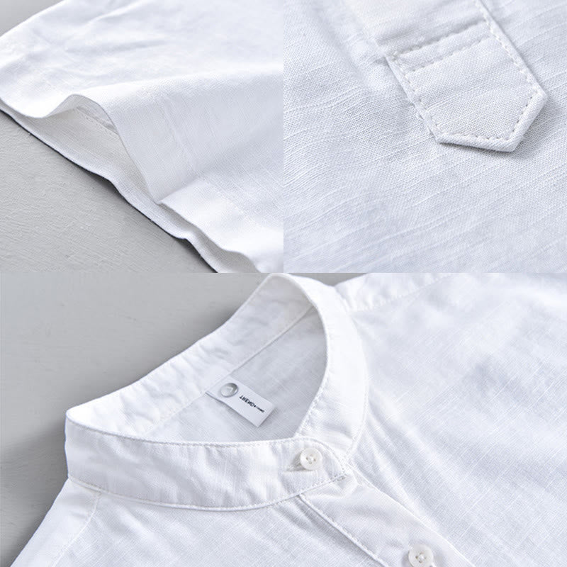 Breathable Cotton Linen Stand Collar Mindful Meditation Shirt