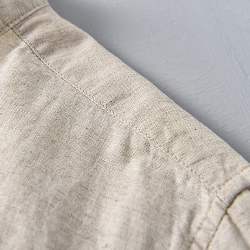 Breathable Cotton Linen Stand Collar Mindful Meditation Shirt
