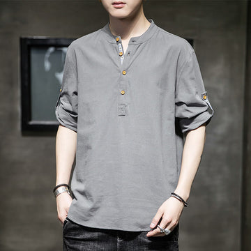 Breathable Linen Stand-Collar Mindful Movement Shirt