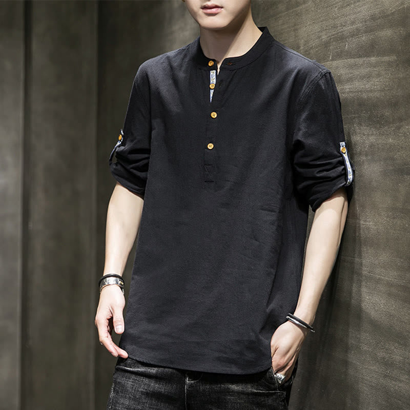 Breathable Linen Stand-Collar Mindful Movement Shirt