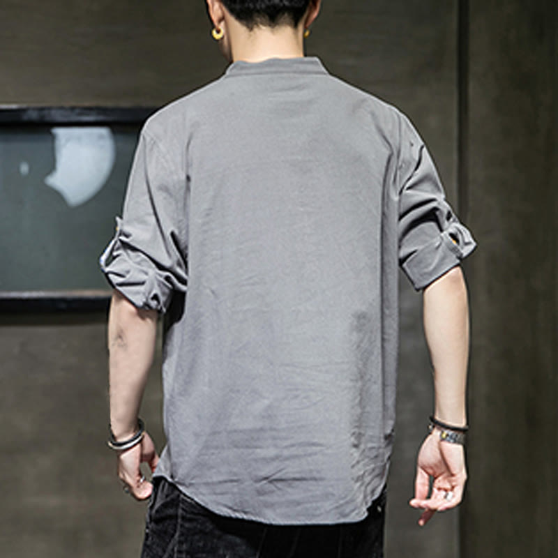 Breathable Linen Stand-Collar Mindful Movement Shirt