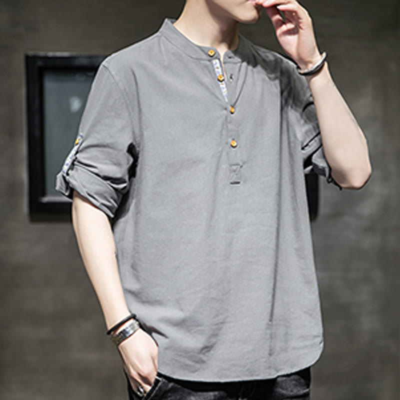 Breathable Linen Stand-Collar Mindful Movement Shirt