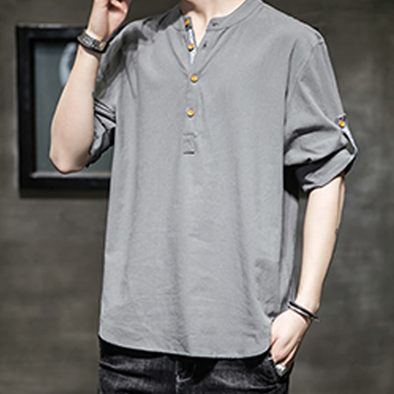Breathable Linen Stand-Collar Mindful Movement Shirt