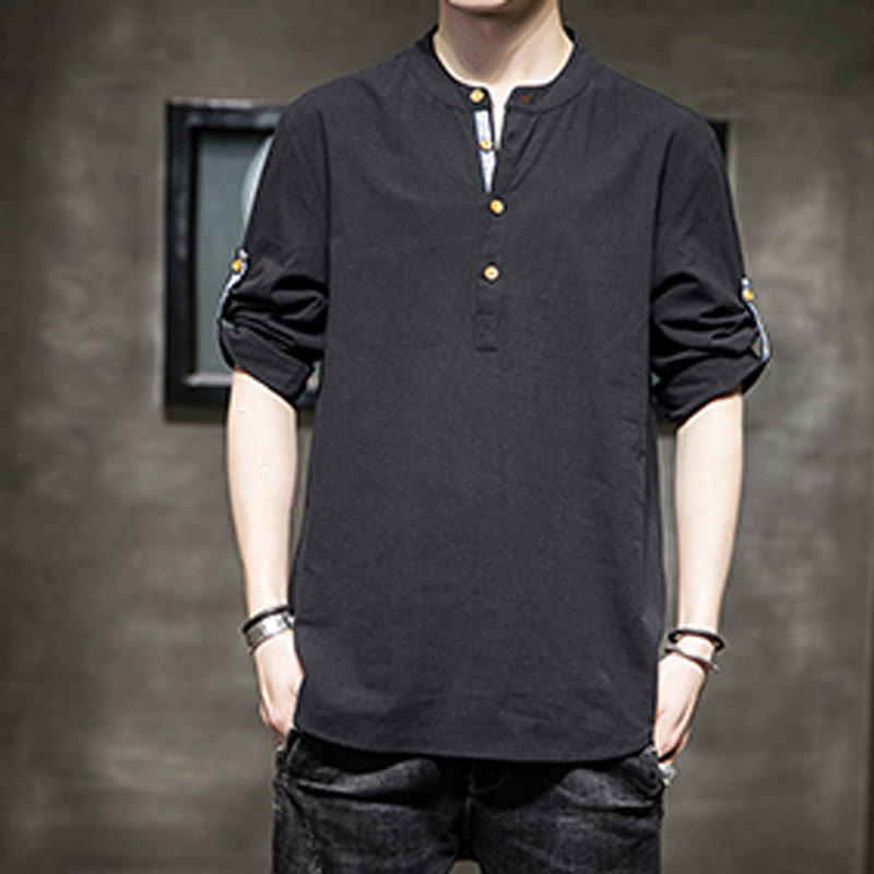 Breathable Linen Stand-Collar Mindful Movement Shirt