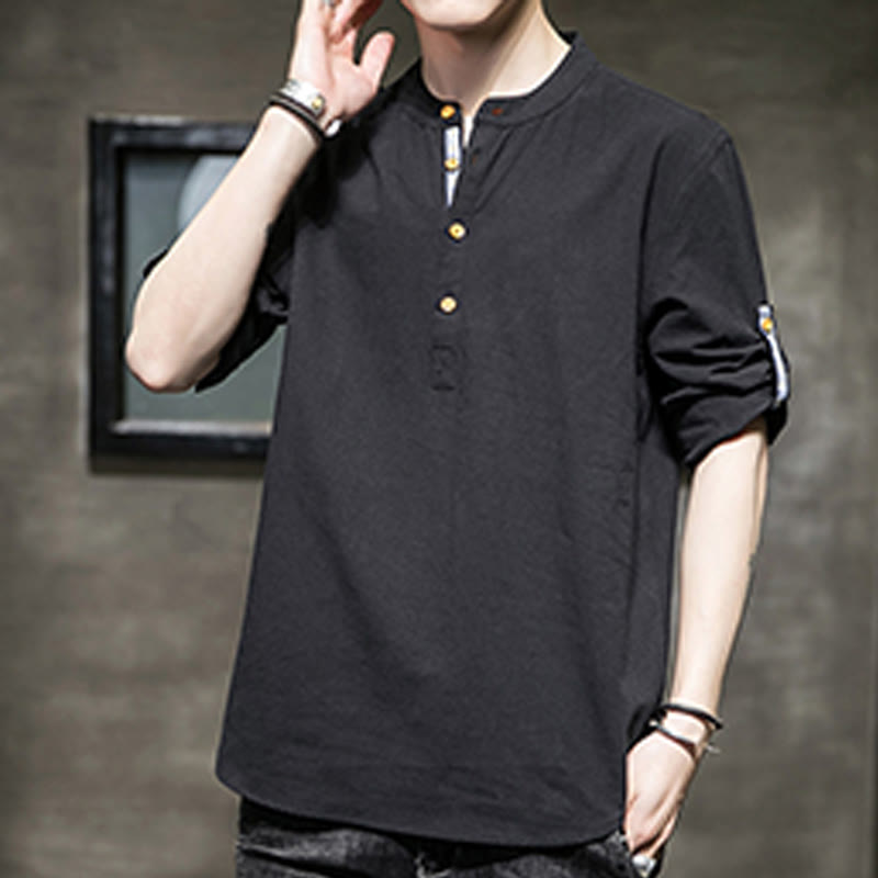 Breathable Linen Stand-Collar Mindful Movement Shirt