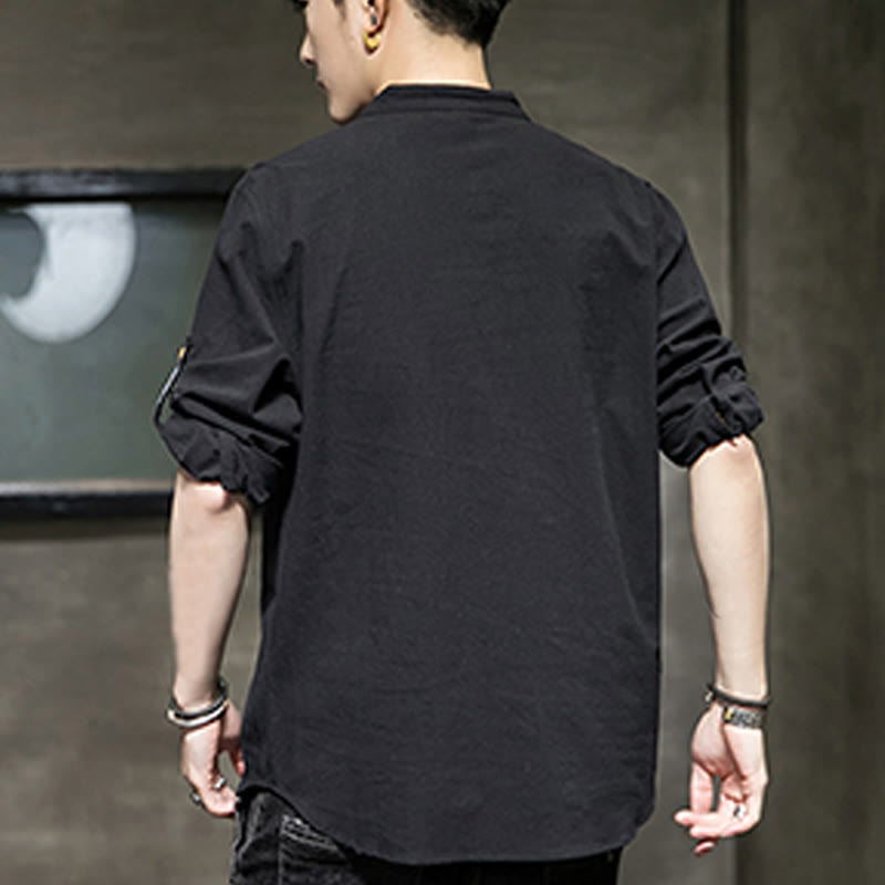Breathable Linen Stand-Collar Mindful Movement Shirt