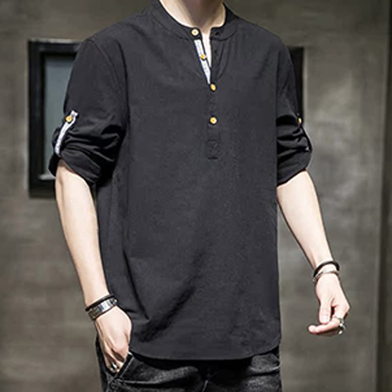 Breathable Linen Stand-Collar Mindful Movement Shirt