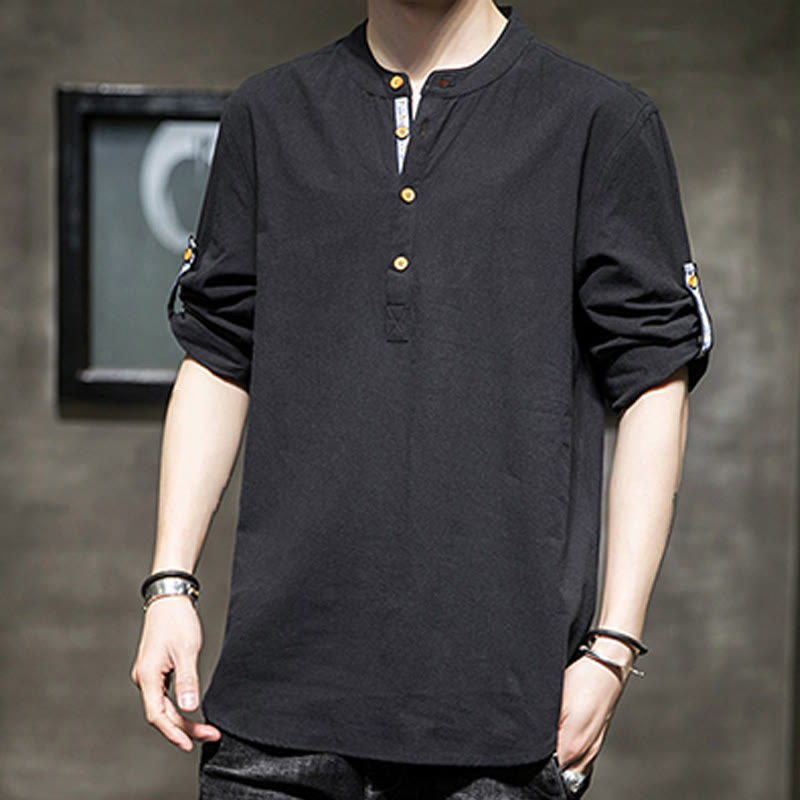 Breathable Linen Stand-Collar Mindful Movement Shirt