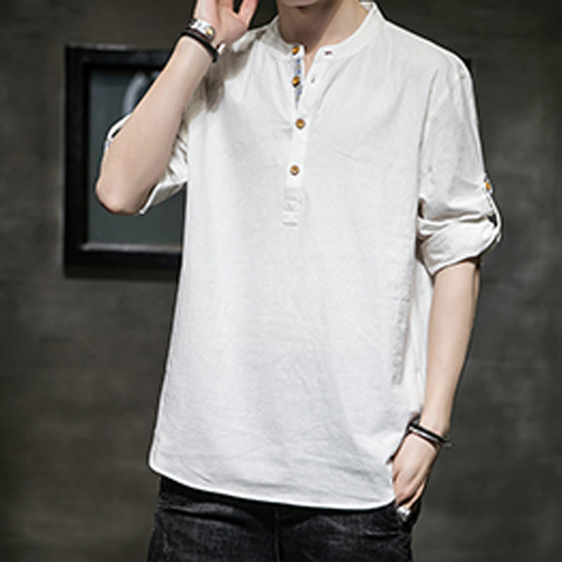 Breathable Linen Stand-Collar Mindful Movement Shirt
