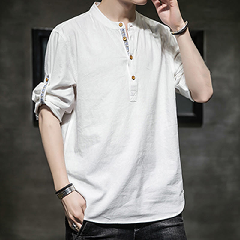 Breathable Linen Stand-Collar Mindful Movement Shirt