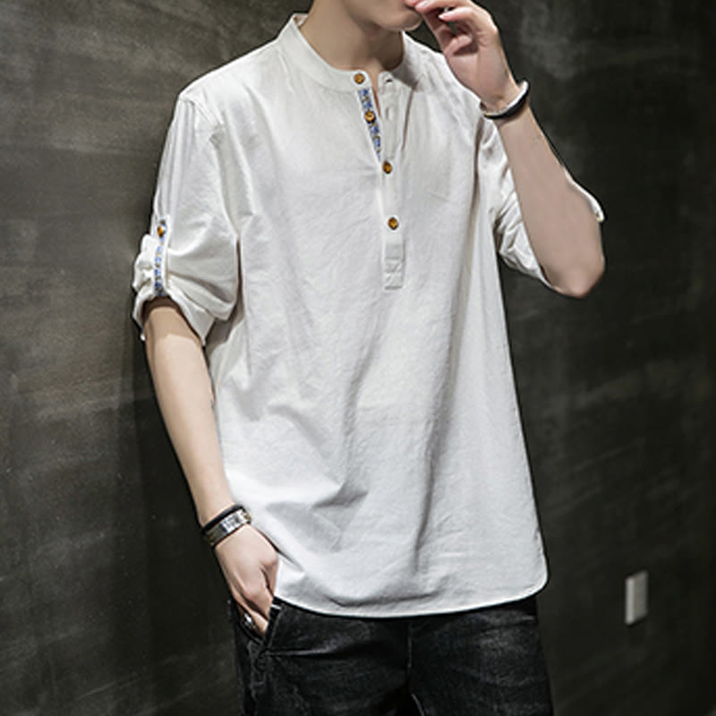 Breathable Linen Stand-Collar Mindful Movement Shirt