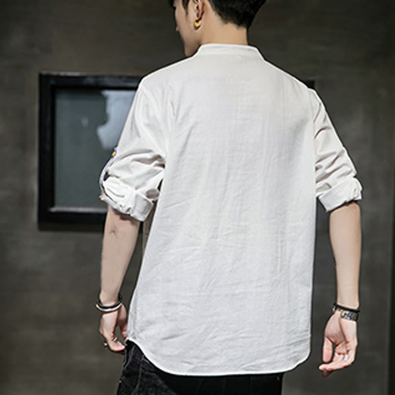 Breathable Linen Stand-Collar Mindful Movement Shirt