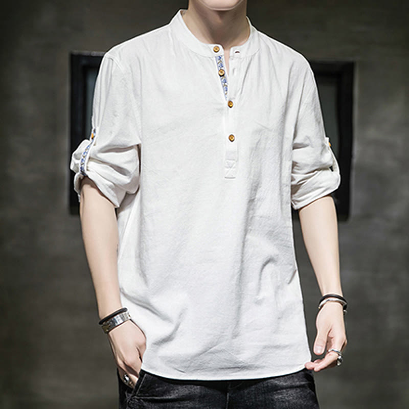 Breathable Linen Stand-Collar Mindful Movement Shirt