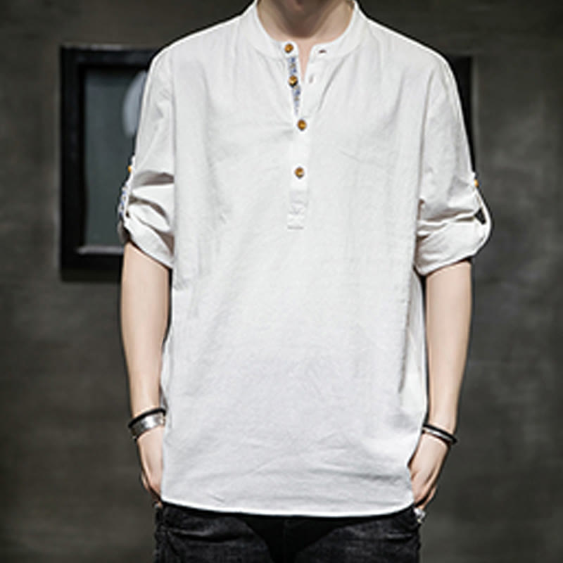 Breathable Linen Stand-Collar Mindful Movement Shirt