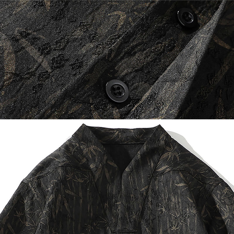 Linen Stand Collar Half Sleeve Mindful Meditation Shirt