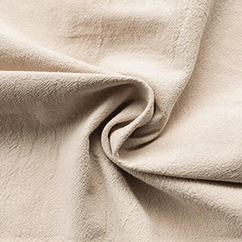 Linen Stand-Collar Frog-Button Men's Meditation Shirt