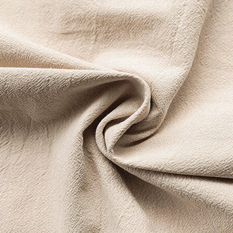Tactile Linen Stand Collar Frog Button Mindful Men's Shirt