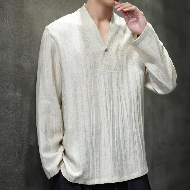 Tactile Linen V-Neck Mindful Movement Men's Shirt