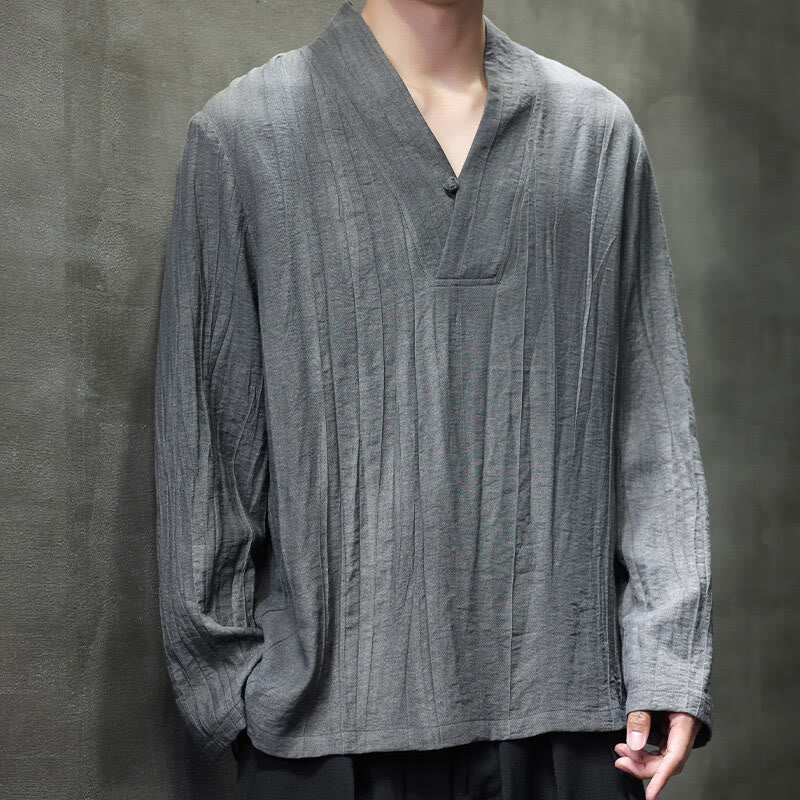 Tactile Linen V-Neck Mindful Movement Men's Shirt